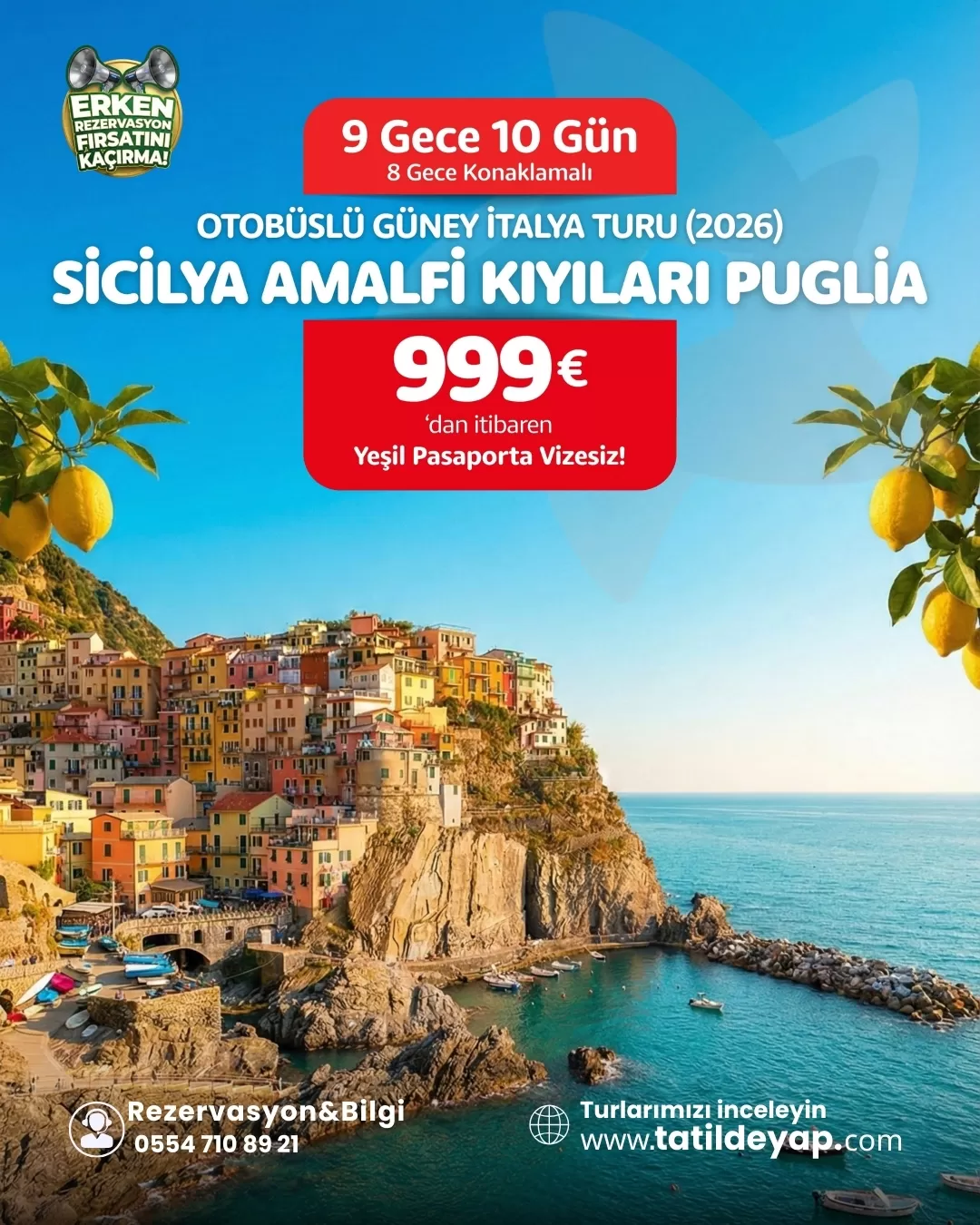 Otobüslü Güney İtalya Turu, Sicilya Analfi Kıyıları Turu