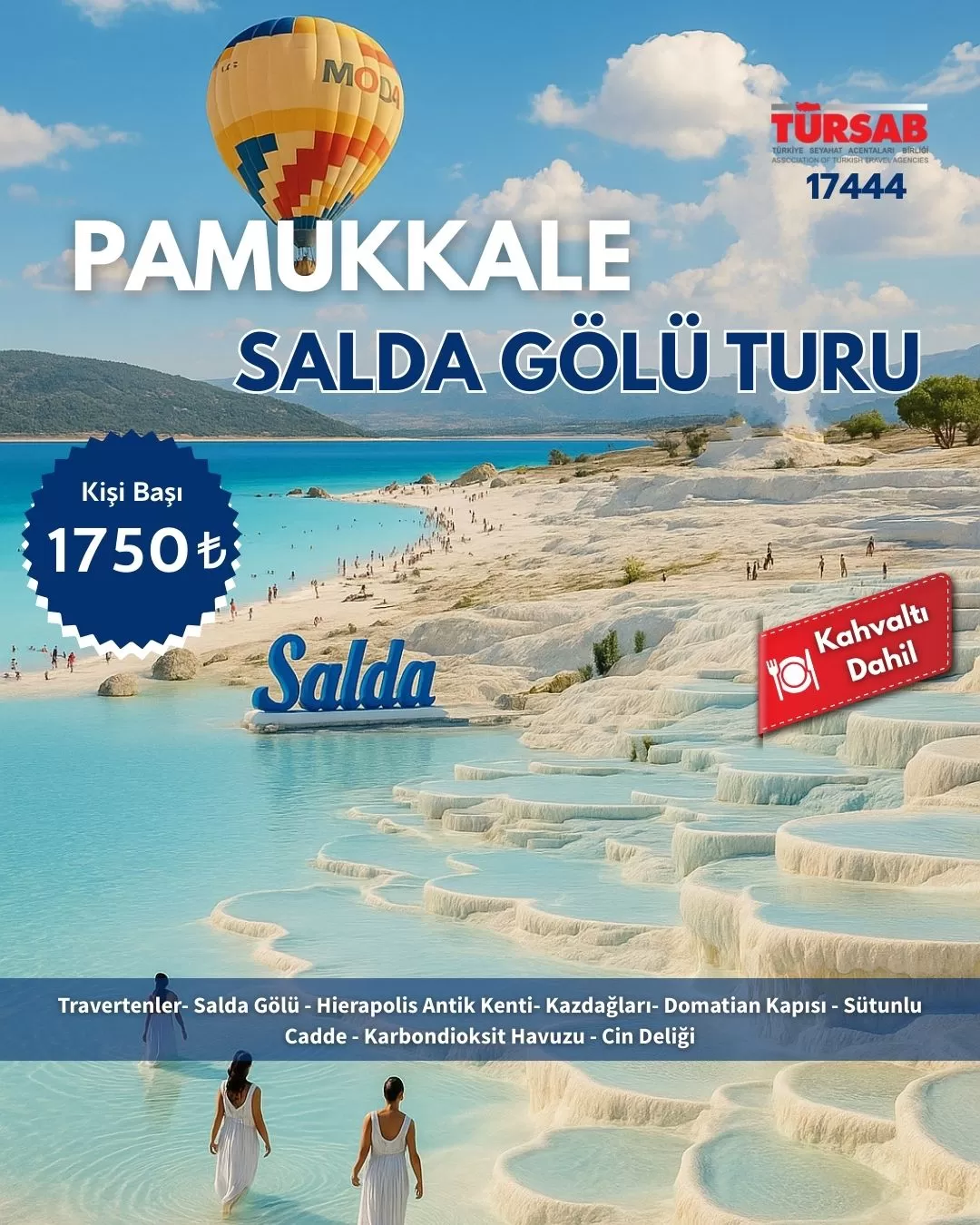 İzmir Çıkışlı Günübirlik Pamukkale Salda Gölü Turu, 2026 Fiyat