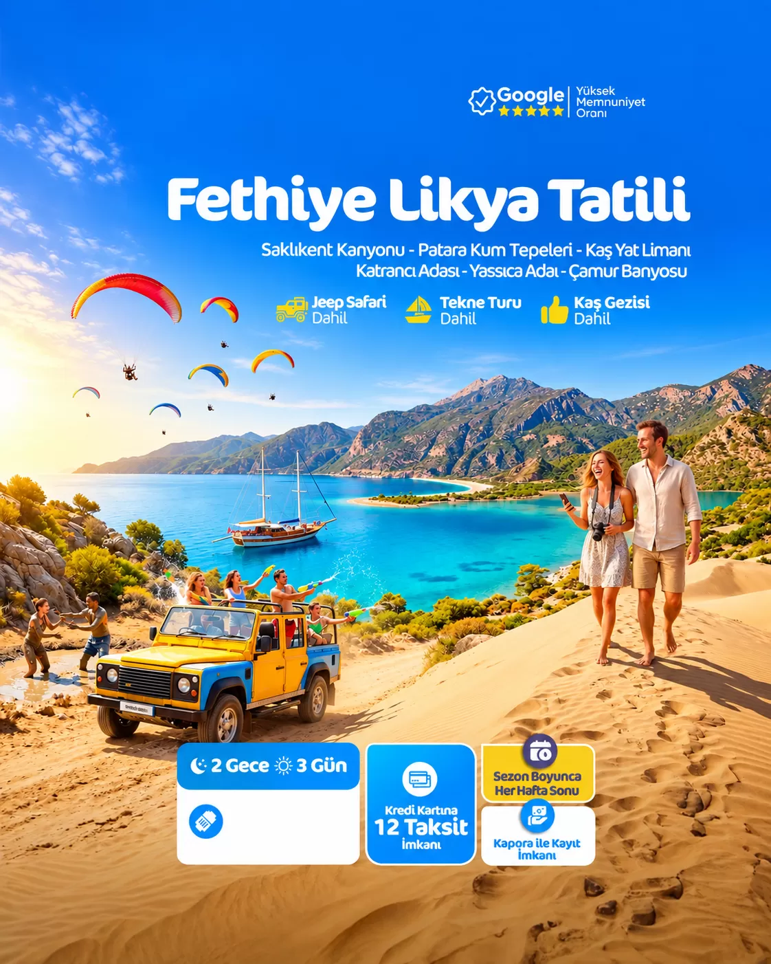 İzmir Çıkışlı Fethiye Likya Turu (3 Gün 2 Gece), Aktiviteler Dahil