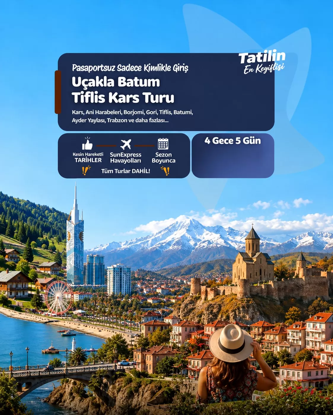 İzmir Çıkışlı Vizesiz Uçakla Batum Tiflis Kars Turu (5 Gün 4 Gece) | 2026