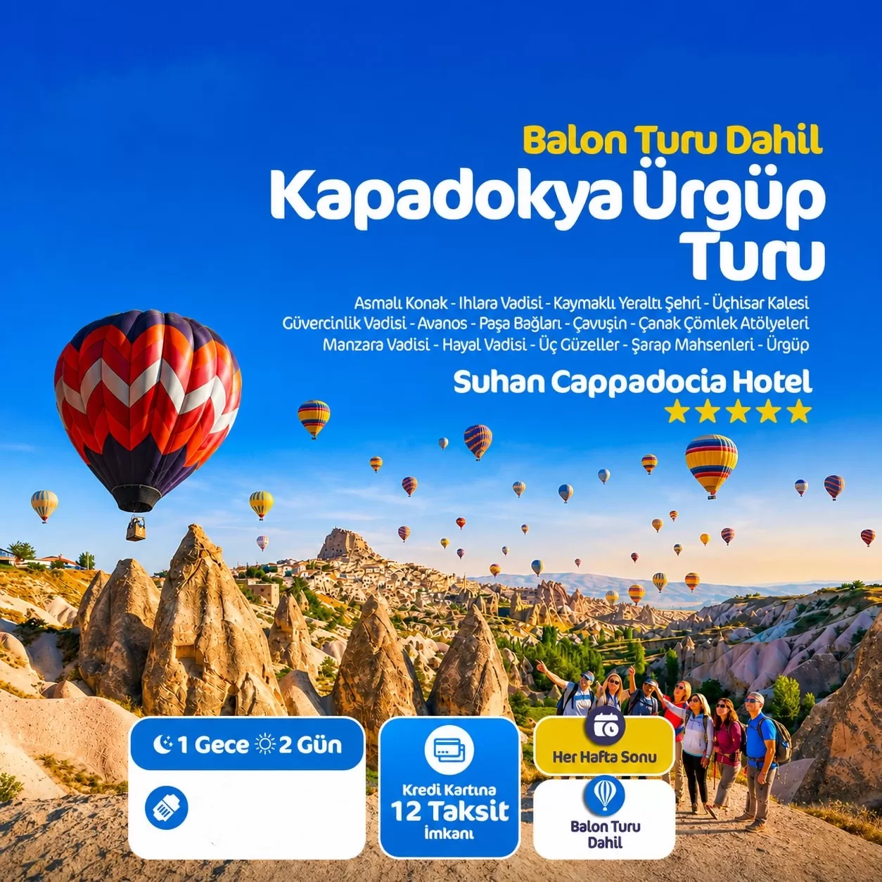 İzmir Çıkışlı Kapadokya Ürgüp Turları (2 Gün 1 Gece), 2026
