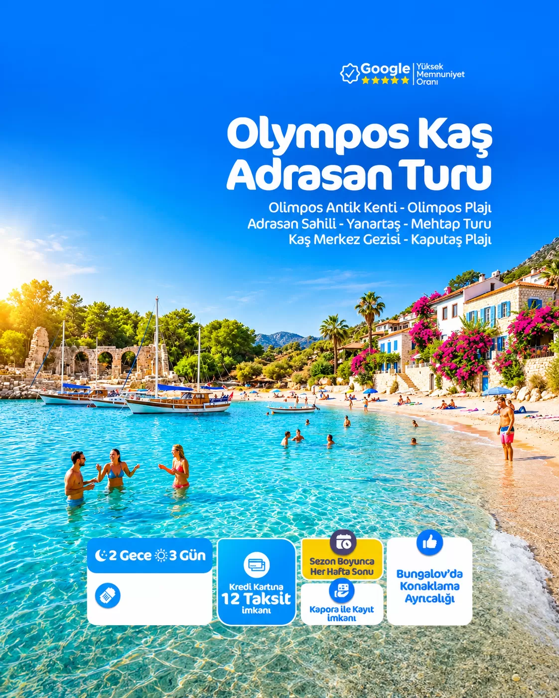 İzmir Çıkışlı Olympos Adrasan Kaş Turu (2 Gece Konaklama) 2026