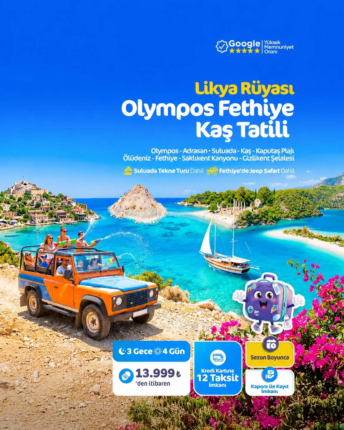 Olympos Fethiye Kaş Tatili (4 Gün 3 Gece)
